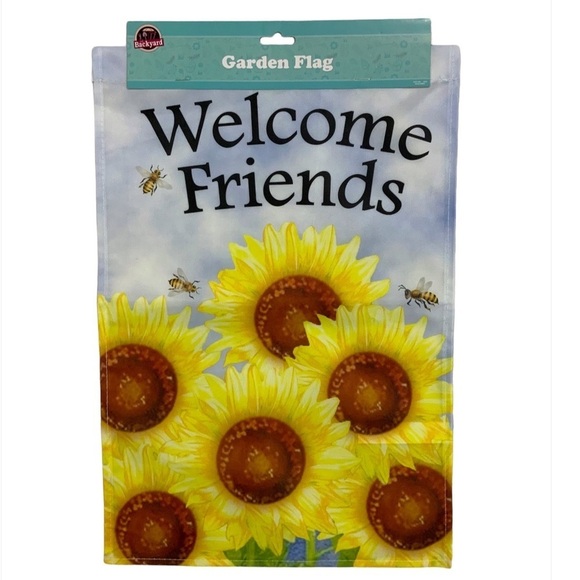Garden Flag Sunflowers and Bees Welcome Friends 12” X 18” NEW Yellow Multicolor - Picture 8 of 9
